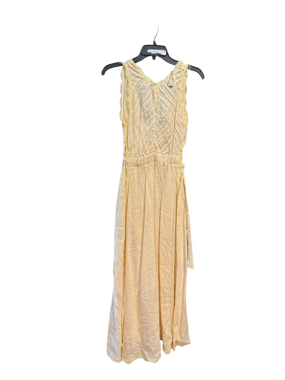 Sandro Yellow linen Sleeveless Maxi Dress with Textured Bodice